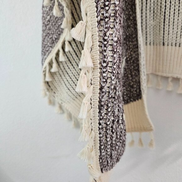 Anthropologie One Size Boho Kimono Open Front Cardigan Fringe Trim Patterned - Picture 8 of 13